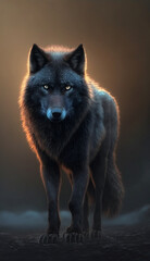Black Wolf, Generative AI, Illustration