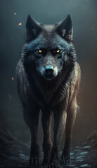 Black Wolf, Generative AI, Illustration