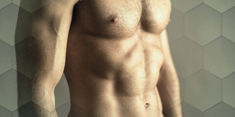 Fototapeta premium Muscular torso, geometric pattern