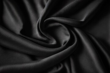 Naklejka na ściany i meble A textured black fabric. A gloomy fabric support. a manmade component or part. Generative AI