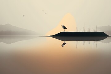 Tranquil Minimalism illustration, Generative AI