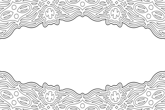 Line art for coloring book with abstract border