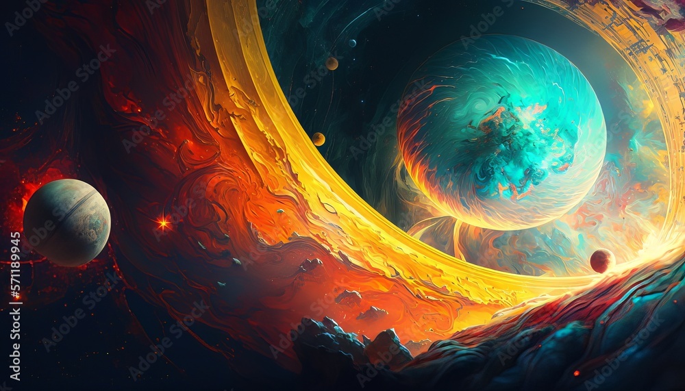 Poster outer space spiral vortex nebula background. generative ai technology.
