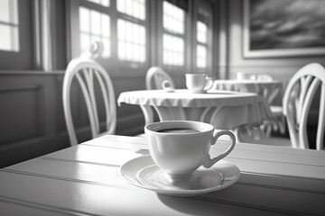 Fototapeta na wymiar White coffee cup on light background. Morning coffee. Generative AI.