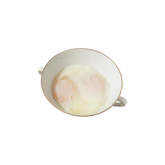 A cup of soft-boiled eggs isolated on white