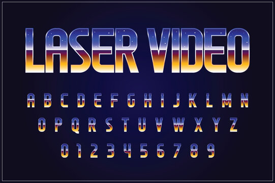80's - 90's Retro Futurism Sci-Fi Font. Alphabet. Vector. Retro wave trend. Y2K Aesthetics. Retrowave.