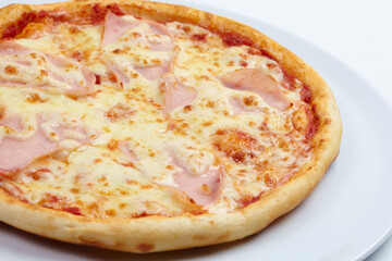 tasty pizza on the white