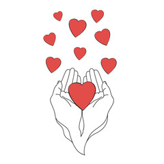 Vector illustration of a hand with a heart. Charity foundation concept. Donation. Valentine's day