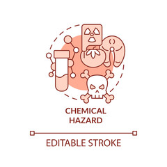 Chemical hazard terracotta concept icon. Products contamination. Food safety risk abstract idea thin line illustration. Isolated outline drawing. Editable stroke. Arial, Myriad Pro-Bold fonts used