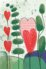 Love spring watercolor abstract illustration