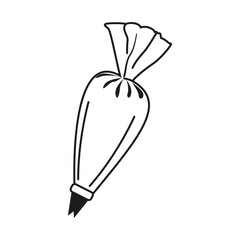 Vector illustration of a piping bag. Image of items for a pastry chef in doodle style.