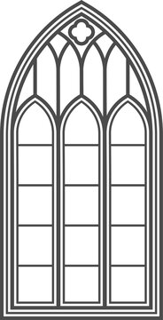 recommend clip art: Gothic church window. Architecture arch with glass. Old castle and cathedral frame. Medieval stained interior design. Vintage illustration
