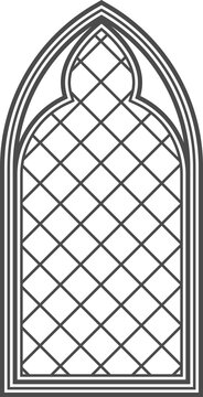 recommend clip art: Gothic church window. Architecture arch with glass. Old castle and cathedral frame. Medieval stained interior design. Vintage illustration