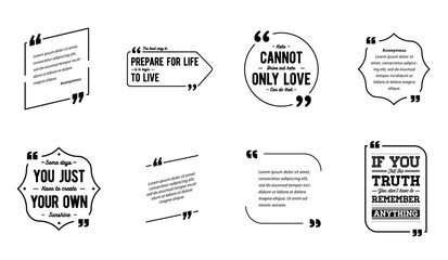 Black and White Remark Quote Template Bubble. Template Vector Set.
