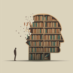 Alzheimer's disease treatment and research, memory loss illustration, vector image