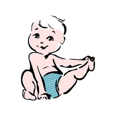 Funny and cute babies. Various poses of baby. Vector drawings
isolated. 