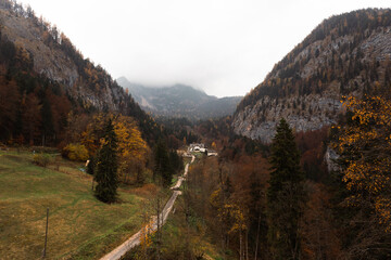 Hallstatt in Autumn and rainy day