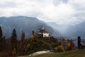 Hallstatt in Autumn and rainy day
