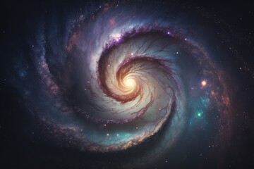 Obraz premium A view from space spiral galaxy and stars, universe