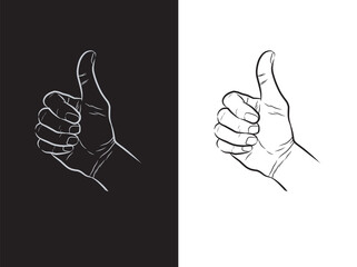 thumb up hand vector illustration hand drawn