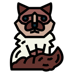 Birman Cat filled outline icon style