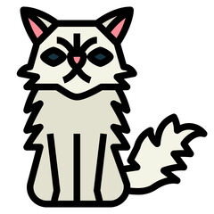Persian Cat filled outline icon style