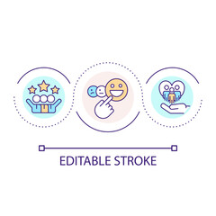 Positive work relationship loop concept icon. People-first approach. Colleagues. Efficient work abstract idea thin line illustration. Isolated outline drawing. Editable stroke. Arial font used