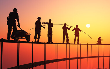 Silhouette of the workers