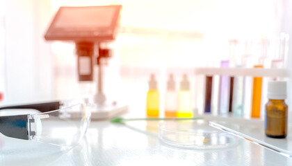 chemical laboratory in the sunlight from the window