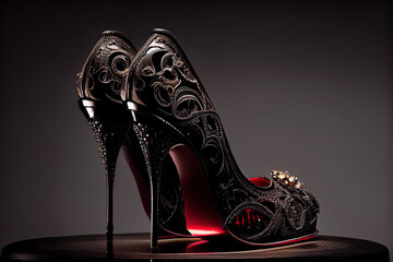 digital 3d render of a  woman's luxury shoe, high heel premium fashion designer, ai generated