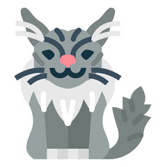 Maine Coon Cat flat icon style