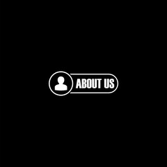 About us sign icon isolated on dark background