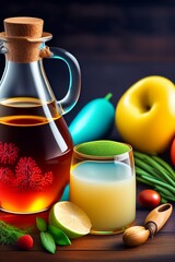 still life with jug and apple