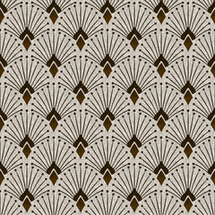 Seamless textured pattern in Art Deco style. Brown ornament on a light background.