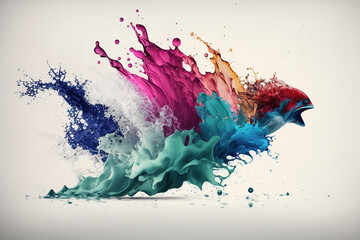 Watercolor splash on a white background with vibrant colors that create a beautiful contrast and artistic effect. Ai generated