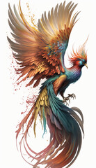 Phoenix Bird Golden Colorful Feather Generative AI
