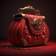 Stylish red fashion bag on a dark background