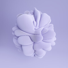 3d render of violet detailed shape. Minimal futuristic background.