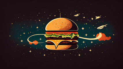 space burger in space minimal background