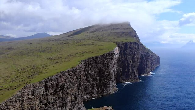 Vagar landscape of the Faroe Islands Drone flight