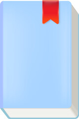 Vector blue book with red bookmark isolated on white background. Blue book sign and icon