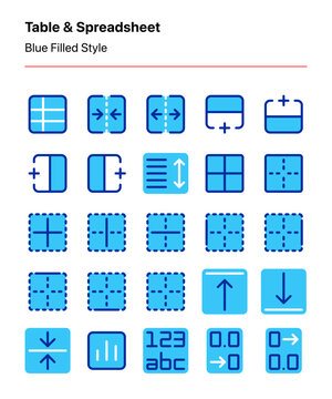 A set of customizable table and spreadsheet icons. Perfect for app and web interfaces, graphic design, and other projects