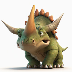 Cartoon triceratops dinosaur isolated on white background - Created with generative AI technology
