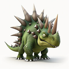 Cartoon stegosaurus dinosaur isolated on white background - Created with generative AI technology
