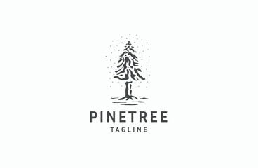 Pine tree logo icon design template flat vector 