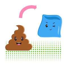 Cute happy smiling poop Kawaii character. Vector illustration