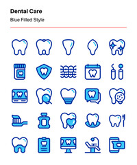 Customizable set of dental care icons for app and website interfaces, products or service catalogs, ads and marketing, presentations, publications, and other projects