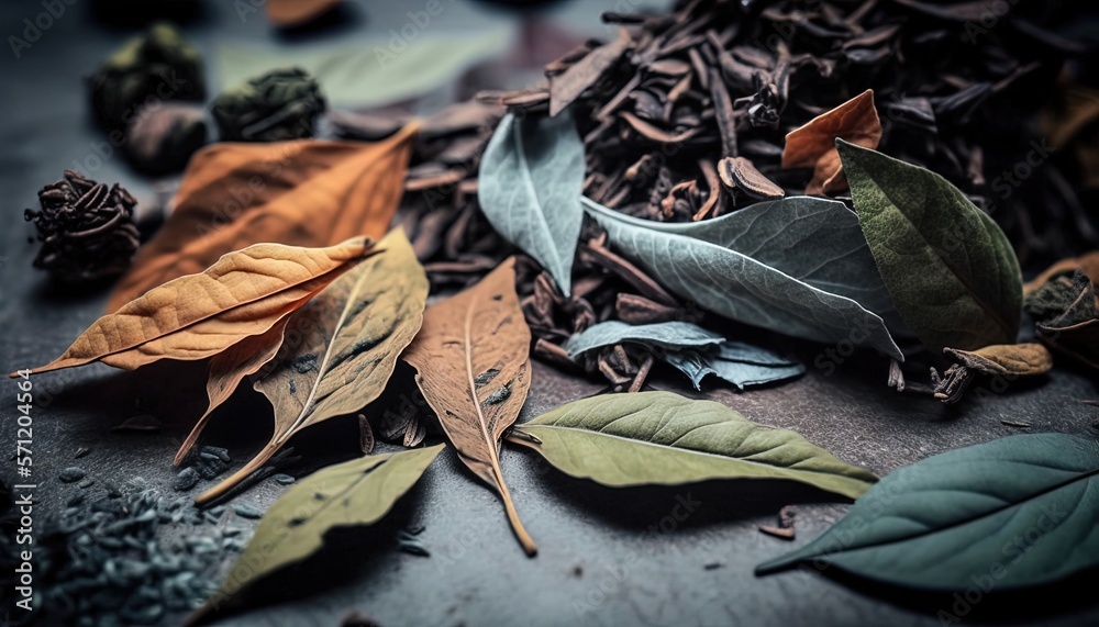 Canvas Prints dry leaves stack on ground, generative ai