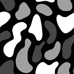 Spots seamless pattern on black background. Vector illustration in flat style.