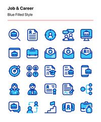 Customizable set of job and career icons covering elements of job vacancy, job search, and recruitment. Perfect for apps and websites interfaces, businesses, presentation, resumes, ads, etc